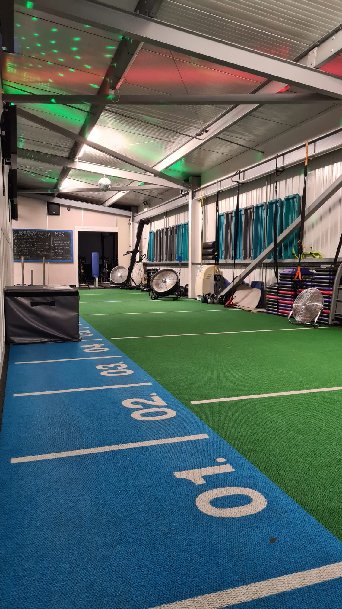 The training floor and sprint track at ABC Fitness